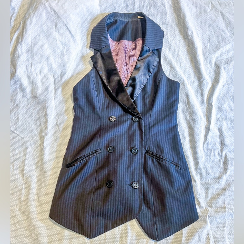 Gothic Black Pinstripe Vest Extra Small